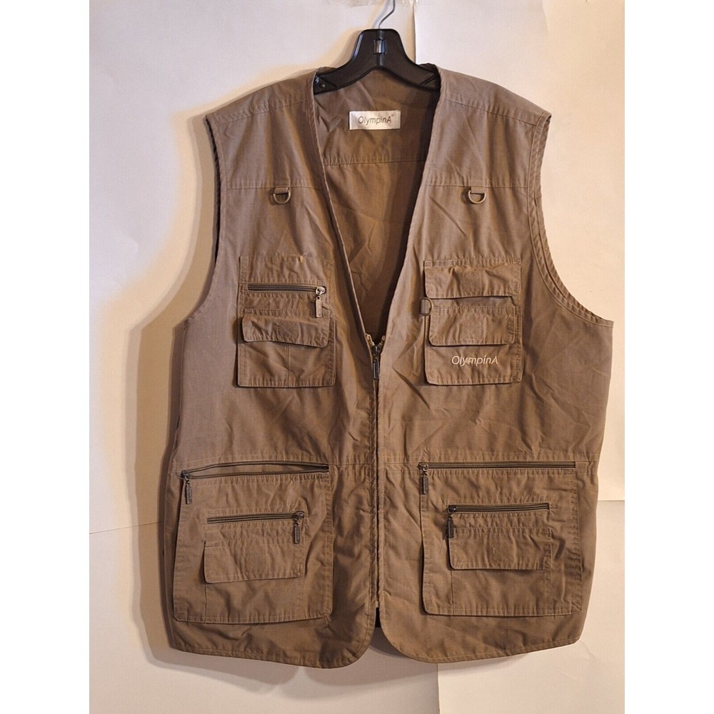 OlympinA Utility Vest, Chest Size 36, Brown, Hunting and Fishing, Zipper Pockets